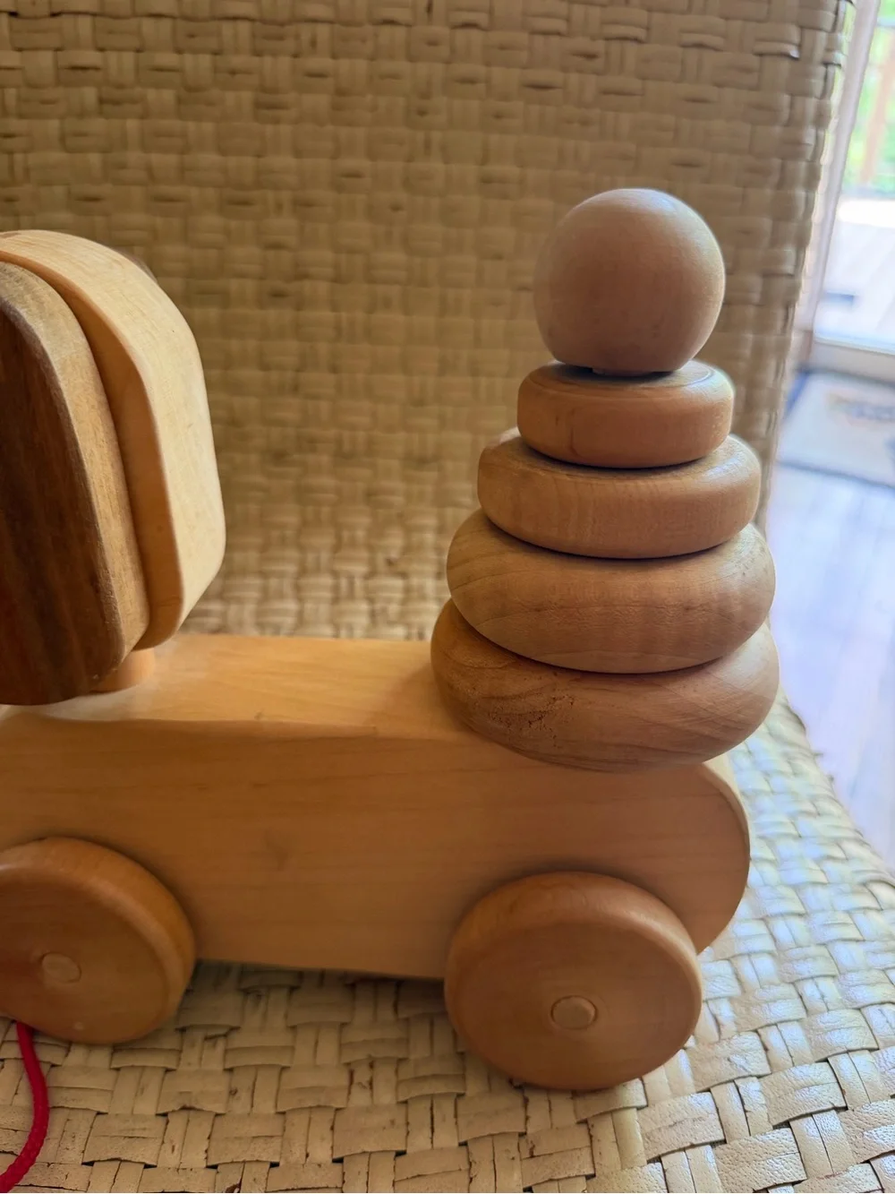 Wooden Dog Pull Toy Stackable Rings Woodstock Toymaket